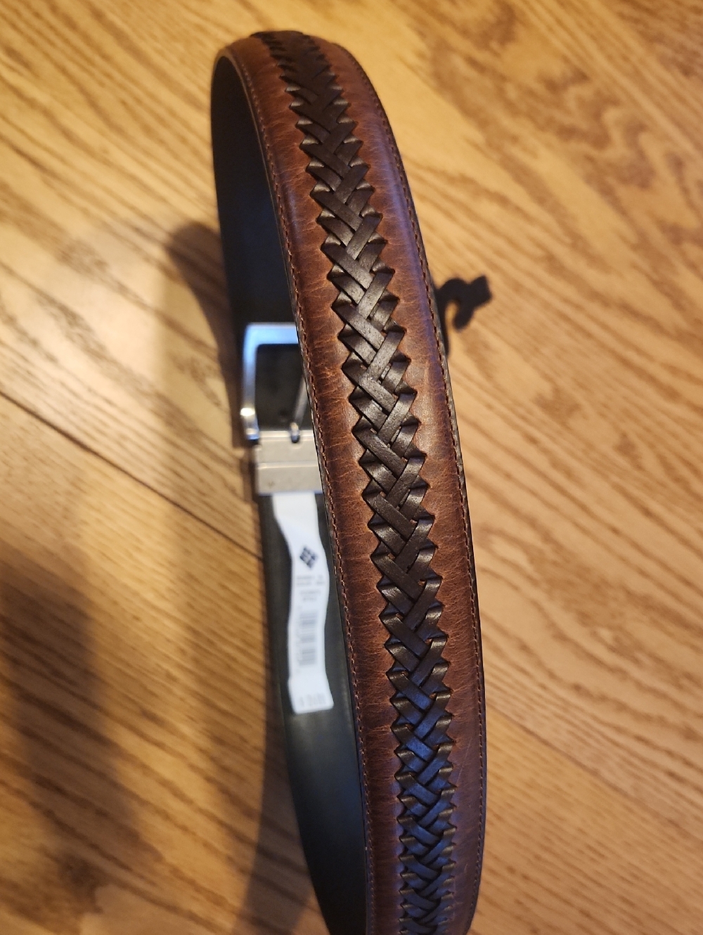 Columbia Brown Men's Leather Belt with Braided Detail NWT